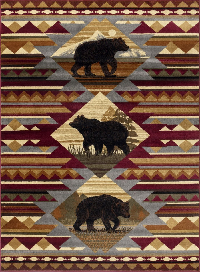 Nature's Nest - 5'3" X 7'3" Lodge Area Rug Polypropylene - Multi, Red - view 4