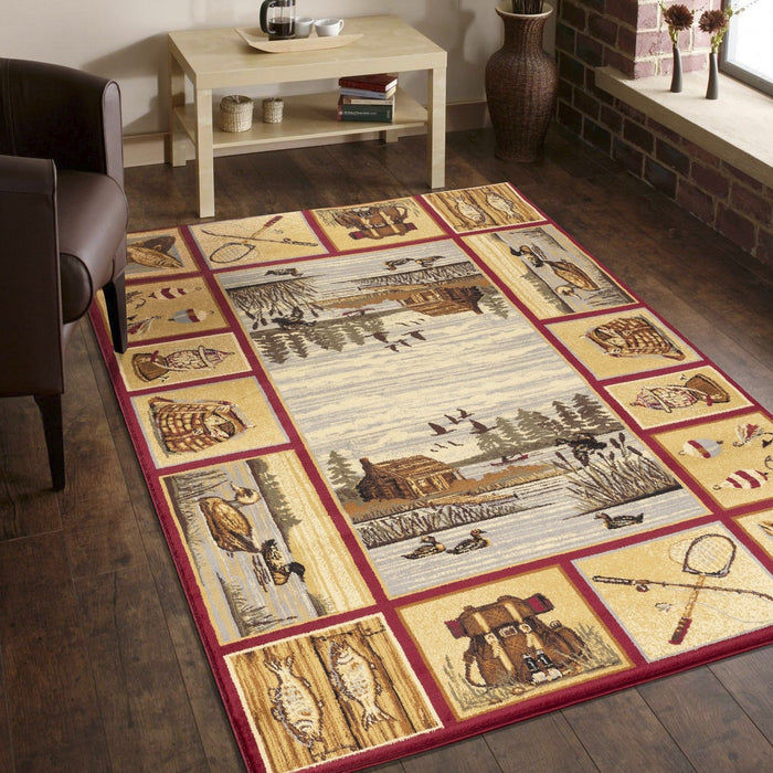Nature's Nest - GC_CBL3003 Lodge Area Rug Red 8' x 10' by Icona Home Decor | Bel Furniture