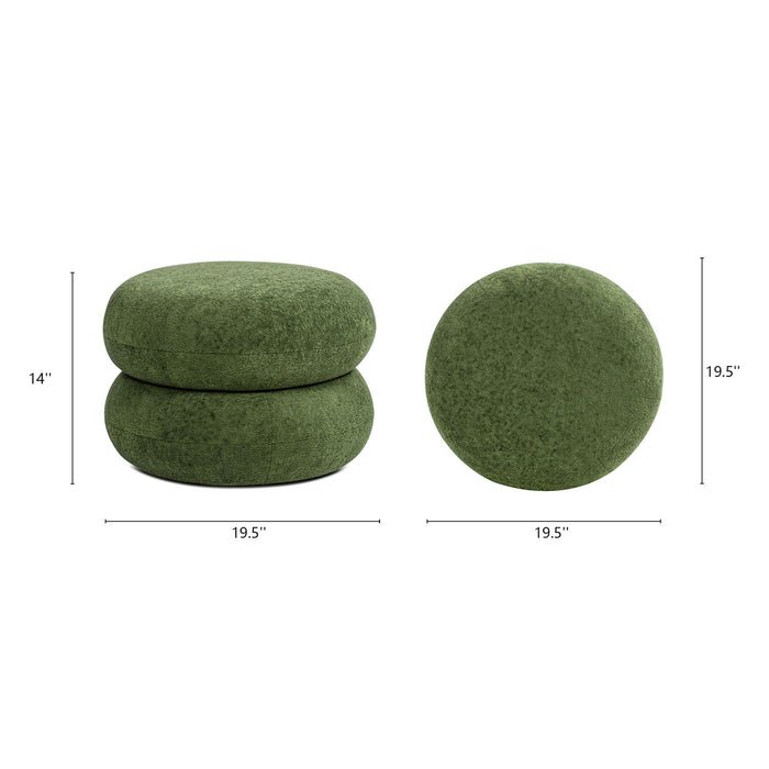 Nest - Low Round Upholstered Ottoman by Jennifer Taylor Home | Bel Furniture