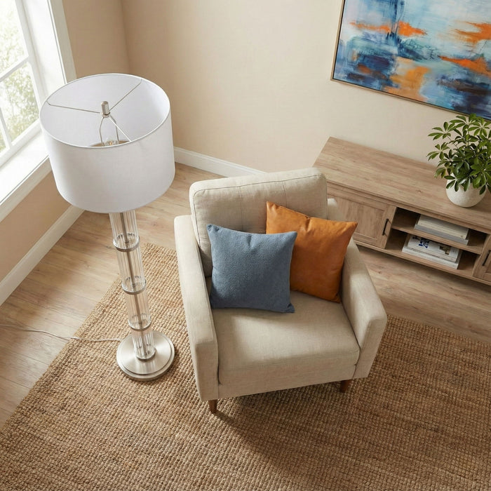 Nimbus - Floor Lamp With 3 Way Rotary Switch Clear Body Base - Silver Gray / White - view 4