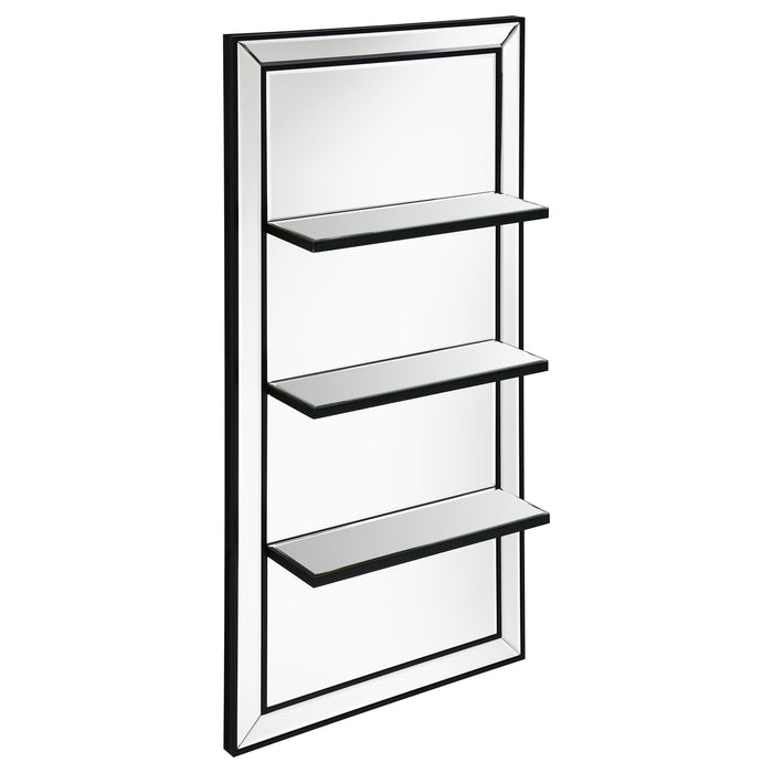 Oriel - Rectangular 3-Shelf Wall Mirror - Silver