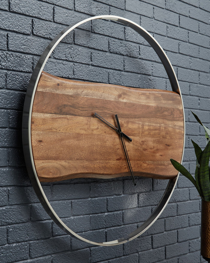 Panchali - Wall Clock - Brown / Silver Finish - view 2
