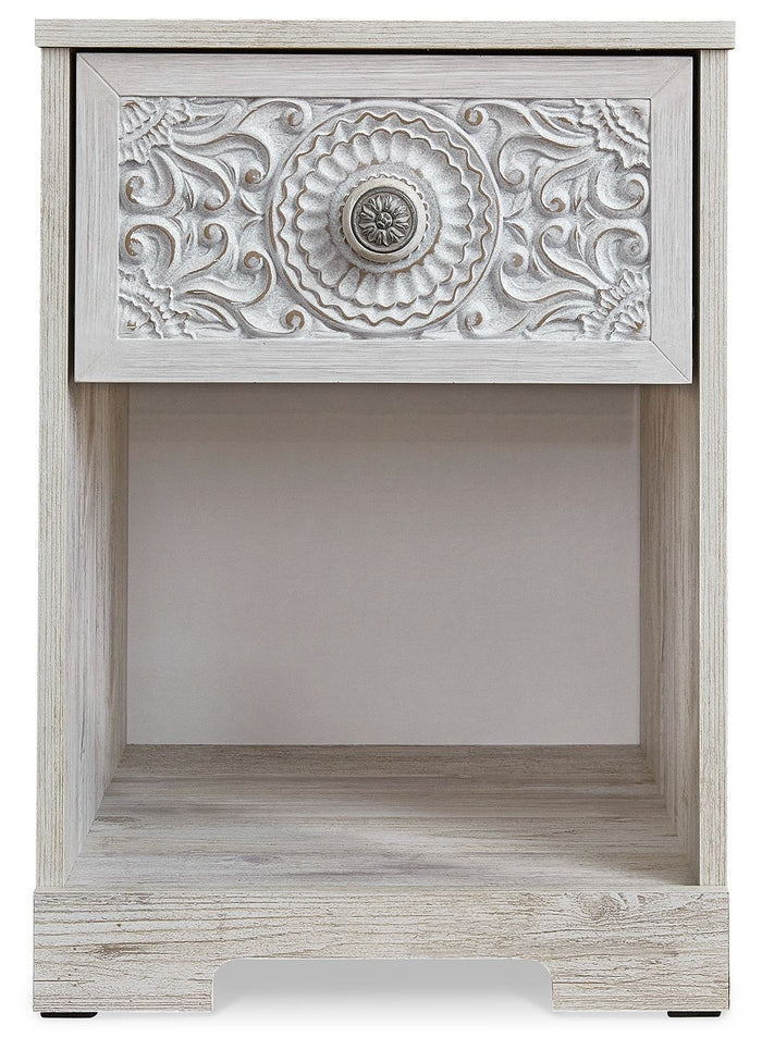 Paxberry - One Drawer Night Stand - Open Cubby - Whitewash - view 5