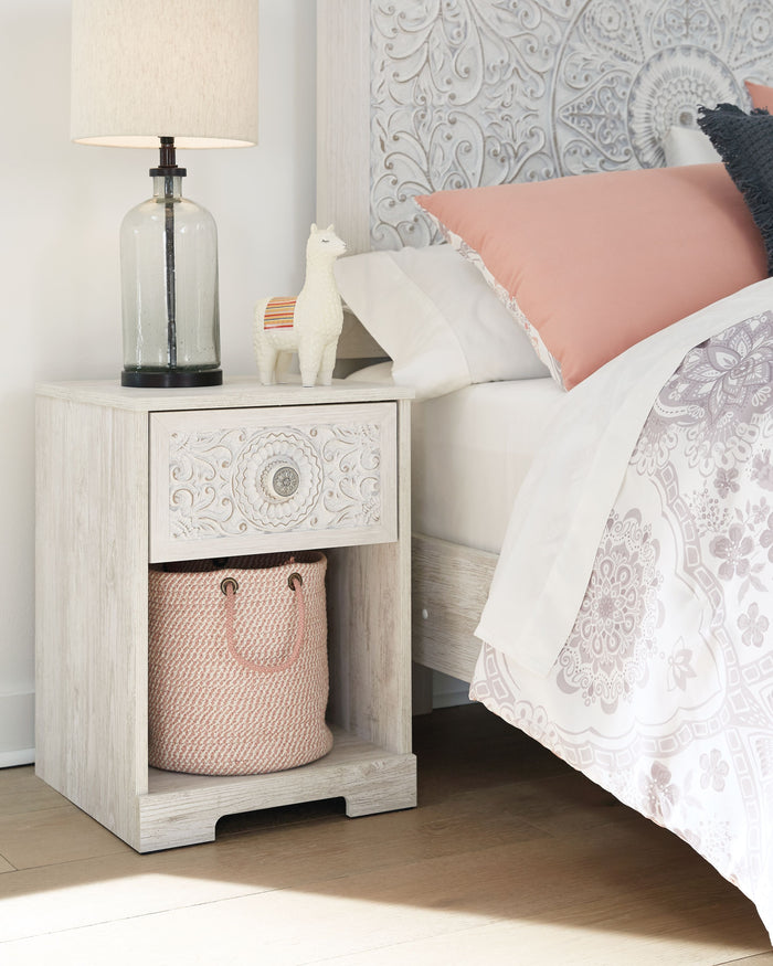 Paxberry - Whitewash - One Drawer Night Stand - Open Cubby by Signature Design by Ashley® | Bel Furniture