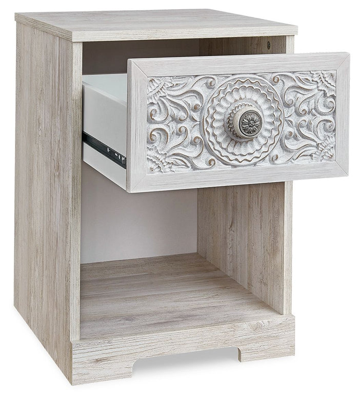Paxberry - One Drawer Night Stand - Open Cubby - Whitewash - view 7
