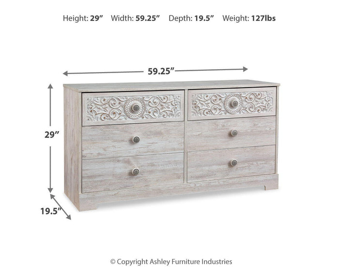 Paxberry - Six Drawer Dresser - Weatherworn - Whitewash - view 8