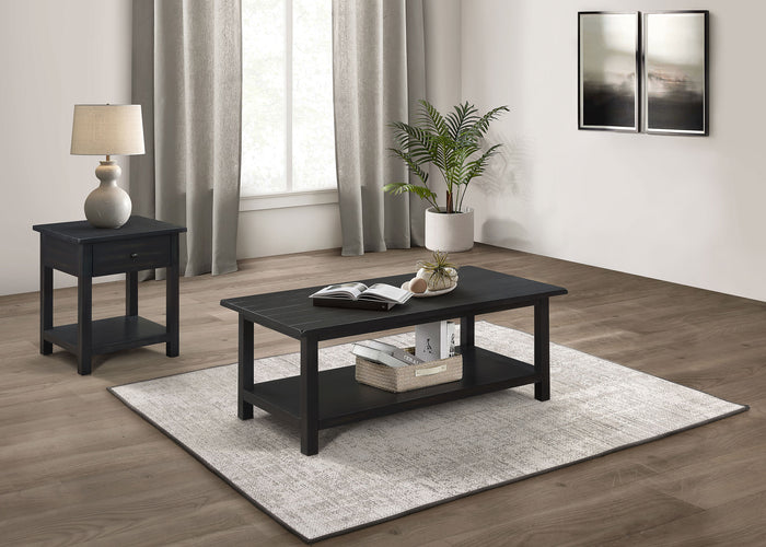Black / 2 Pc. Coffee Table, End Table
