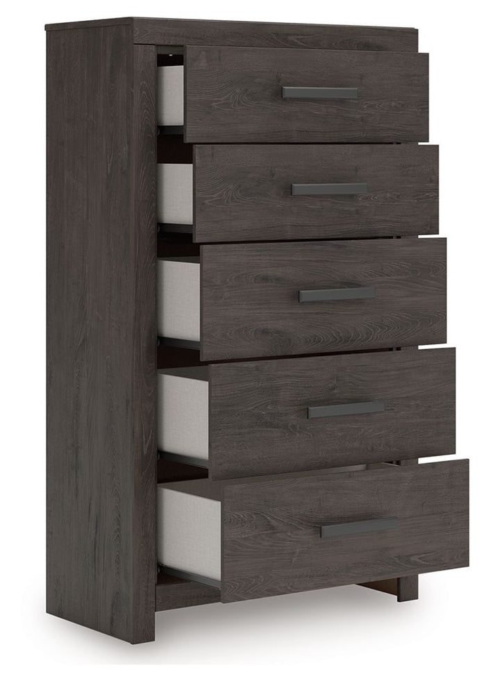 Prendonea - Charcoal - Five Drawer Chest by Signature Design by Ashley® | Bel Furniture