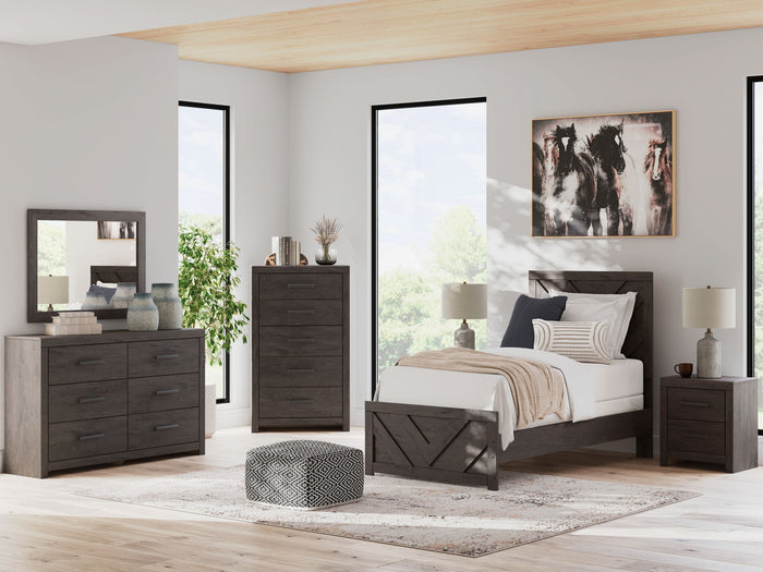 Prendonea - Two Drawer Night Stand - Charcoal - view 6