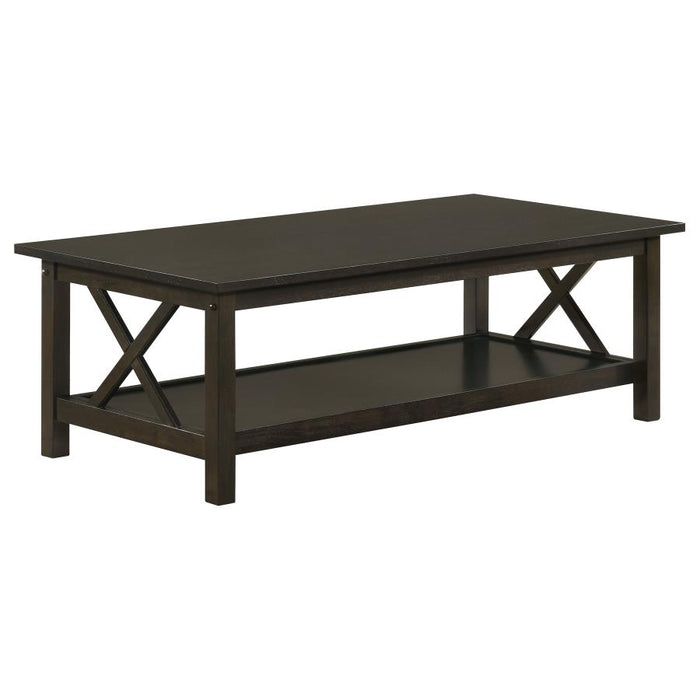 Rachelle - 3 Piece Rectangular Coffee Table Set - Deep Merlot
