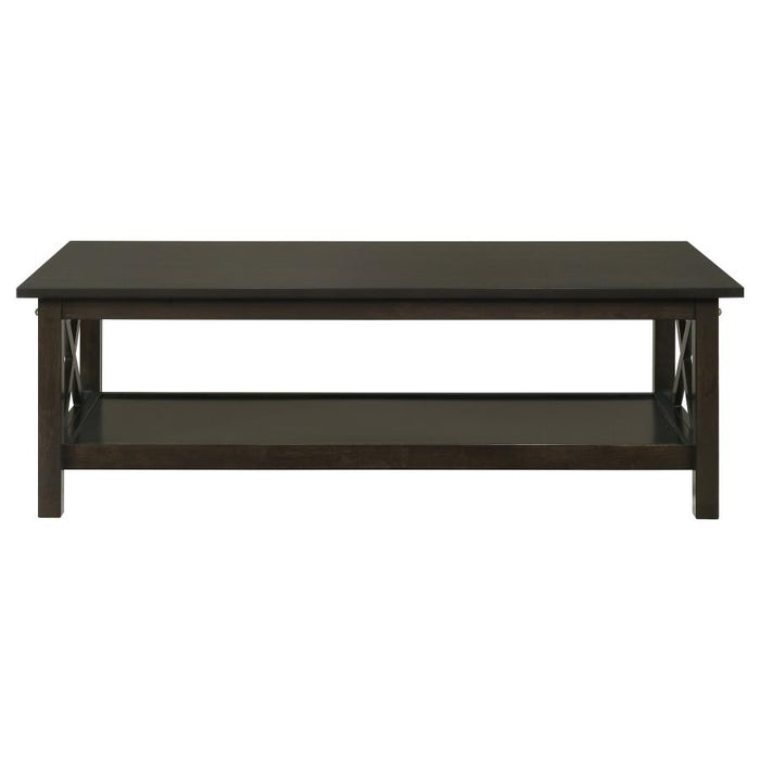 Rachelle - 3 Piece Rectangular Coffee Table Set - Deep Merlot