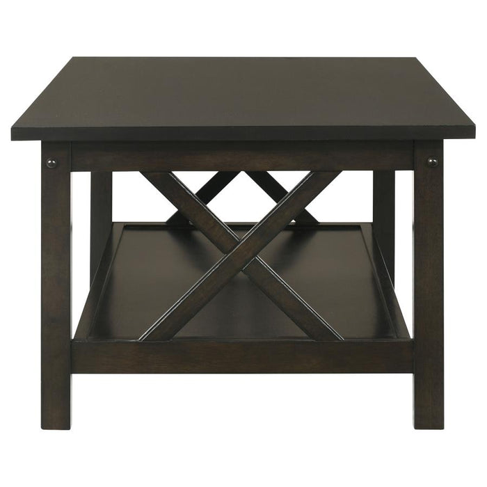 Rachelle - 3 Piece Rectangular Coffee Table Set - Deep Merlot