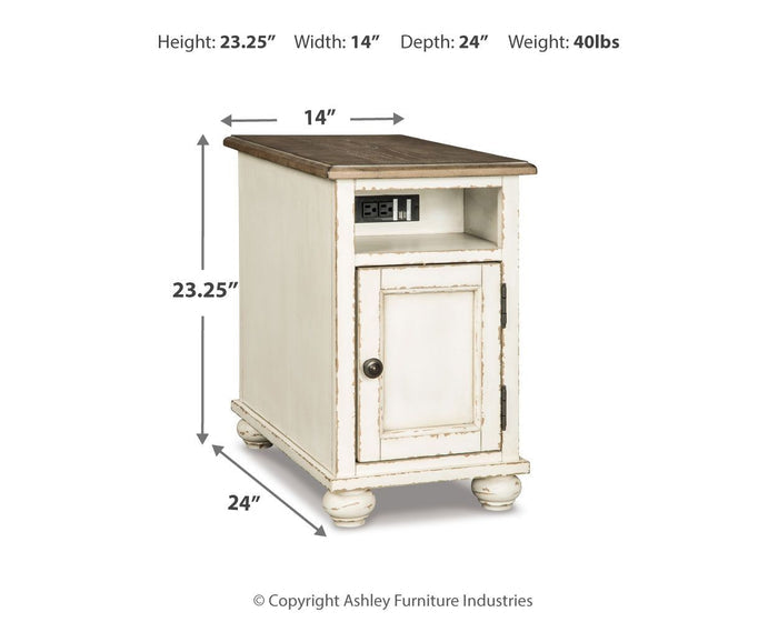 Realyn - Chair Side End Table - AC / USB - White / Brown - view 2