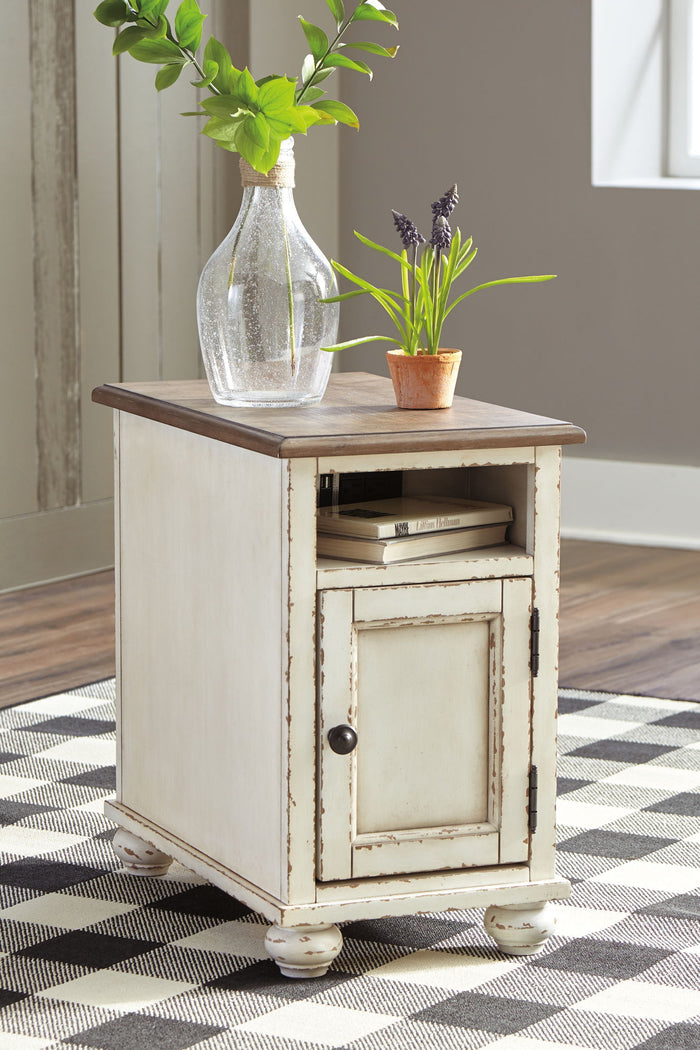 Realyn - Chair Side End Table - AC / USB - White / Brown - view 6