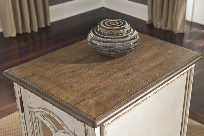 Realyn - White / Brown - Chair Side End Table - Insert Mirror by Signature Design by Ashley® | Bel Furniture