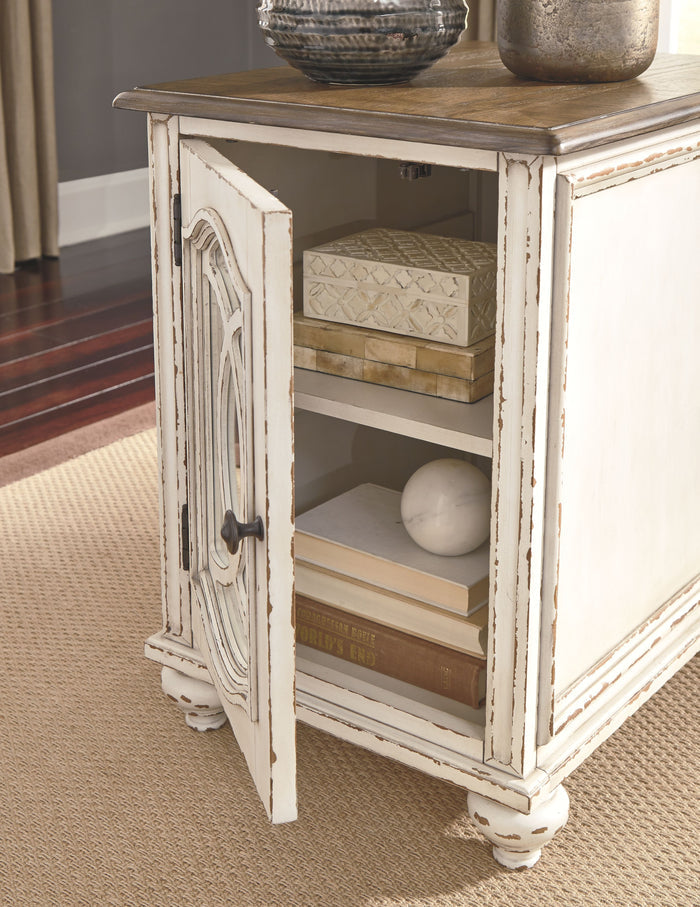 Realyn - White / Brown - Chair Side End Table - Insert Mirror by Signature Design by Ashley® | Bel Furniture
