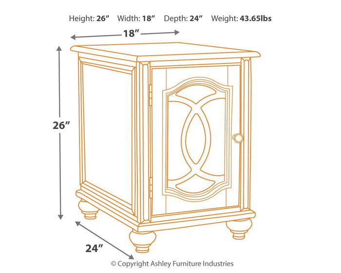 Realyn - White / Brown - Chair Side End Table - Insert Mirror by Signature Design by Ashley® | Bel Furniture