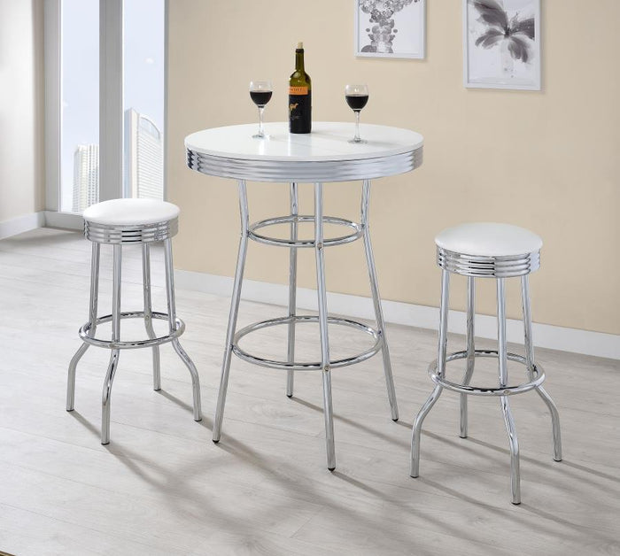 Retro 3 Pieces Round 1950s Bistro Pub Bar Table Set