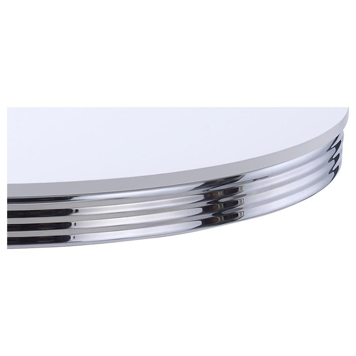 Retro - Round Wood Top Dining Table - White And Chrome