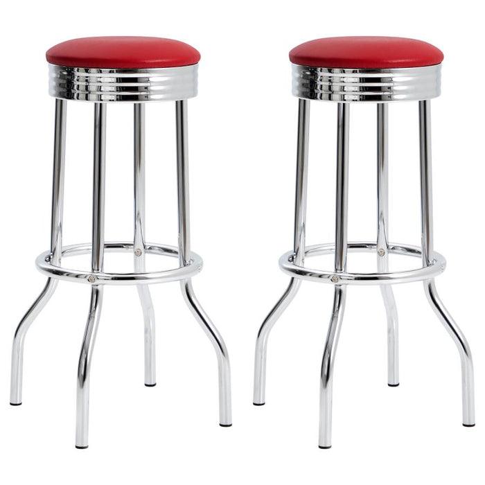 Retro Upholstered Metal Swivel Bar Stool (Set of 2)