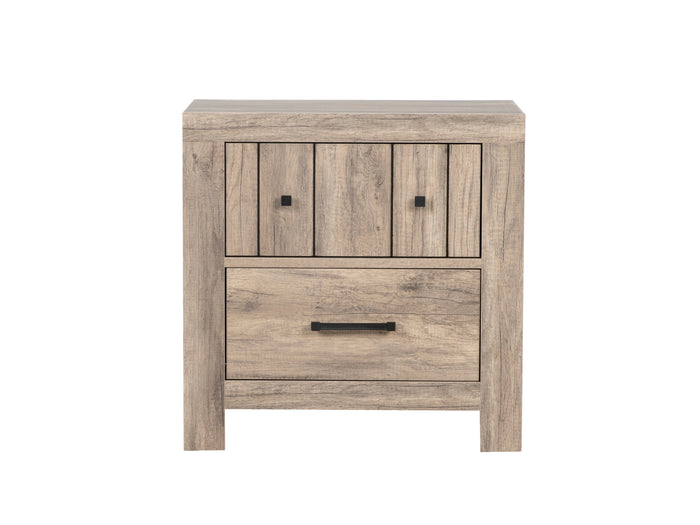 Modern Rustic 2-Drawer Nightstand with Distressed Wood Finish by Mollai Collections | Bel Furniture
