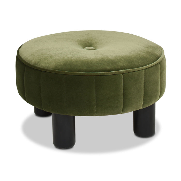 Riley - Round Footstool Ottoman - Olive Green - view 6