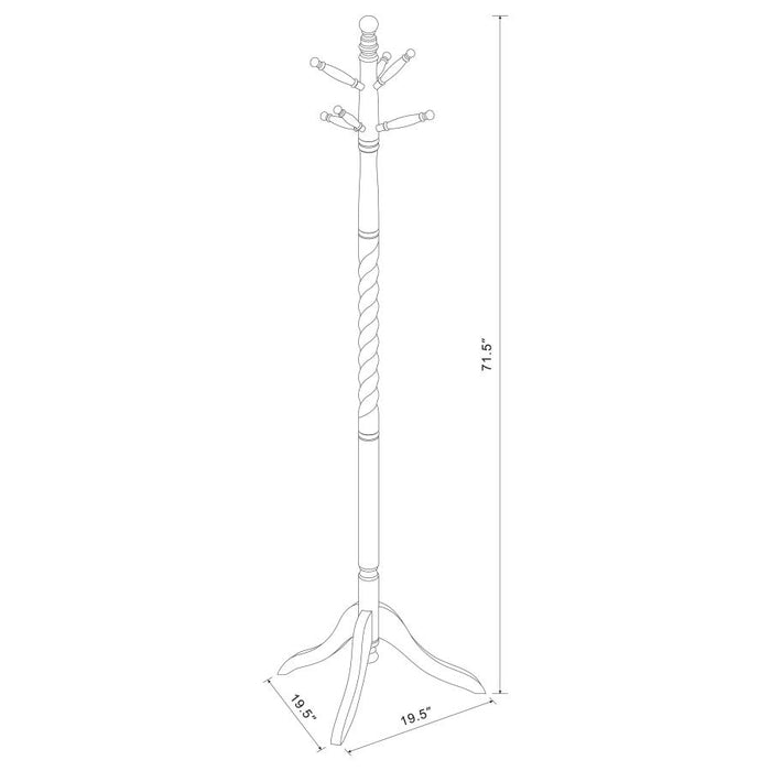 Riona - 6 Hook Freestanding Wood Coat Rack Hat Hanger - Merlot