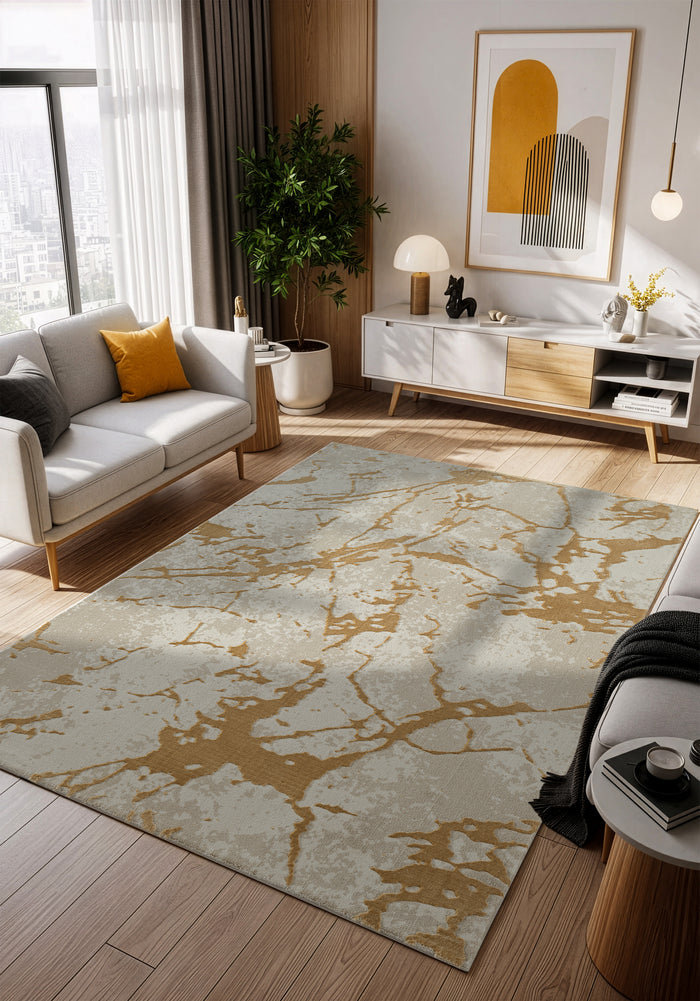 .Riya Greige Power-Loomed Area Rug - 6' 6" x 9' 0"