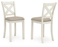 Antique white X-back dining chairs with gray upholstered seats and nailhead trim, set of 2 - Bel Furniture