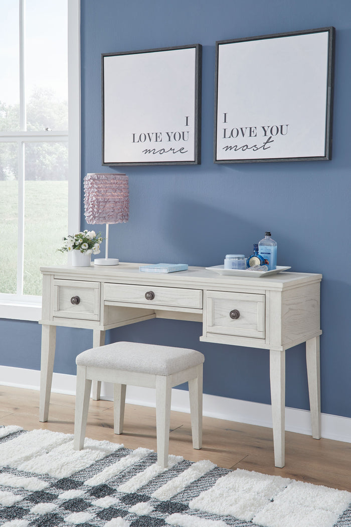 Robbinsdale - Antique White - Vanity With Stool (Set of 2) by Signature Design by Ashley® | Bel Furniture