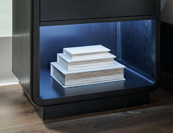 Rowanbeck - Black - One Drawer Night Stand by Signature Design by Ashley® | Bel Furniture