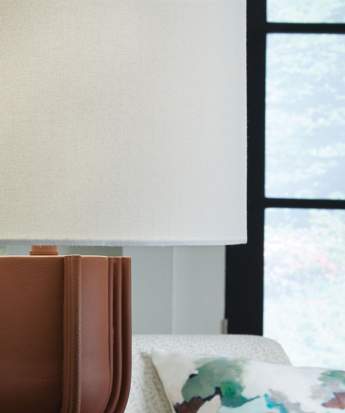 Rowandale - Brick Red - Metal Table Lamp by Signature Design by Ashley® | Bel Furniture