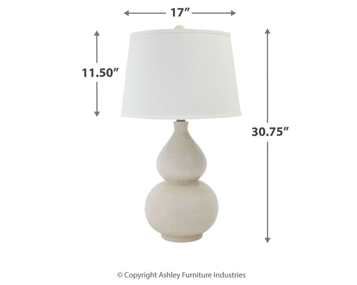 Saffi - Cream - Ceramic Table Lamp by Signature Design by Ashley® | Bel Furniture