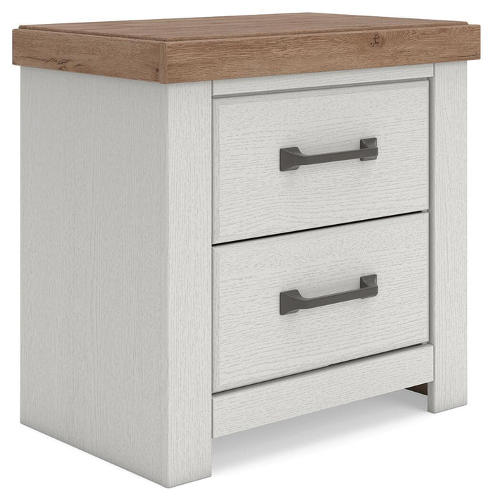 Savonport Two Drawer Night Stand White and Brown