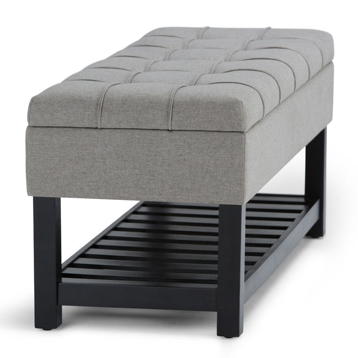 Saxon - Upholstered Transitional Storage Ottoman Bench - view 3
