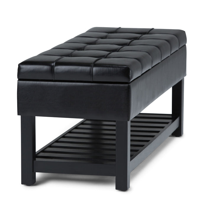 Saxon - Upholstered Transitional Storage Ottoman Bench - view 8