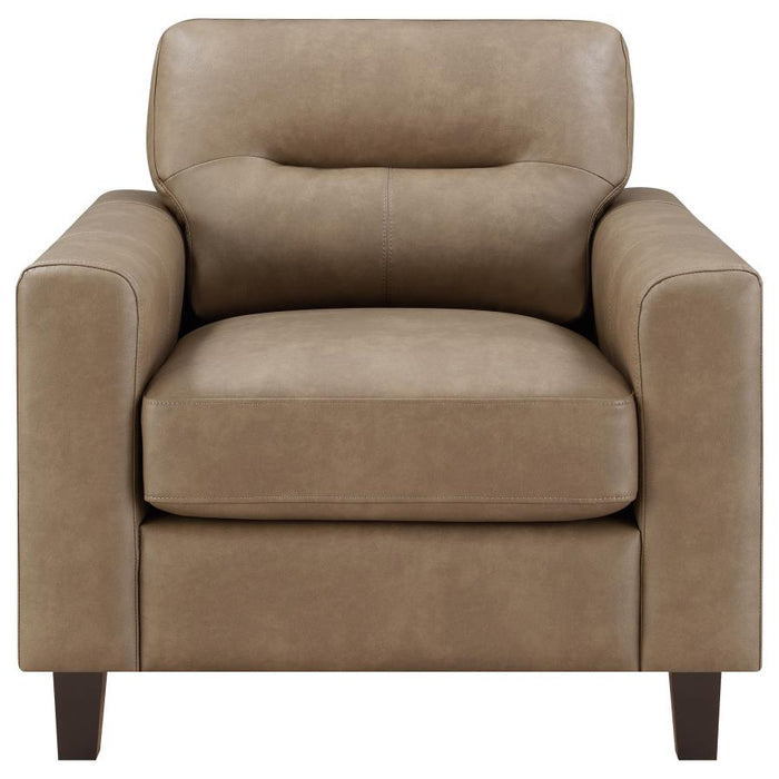 Scotland - Faux Leather Upholstered Track Arm Chair