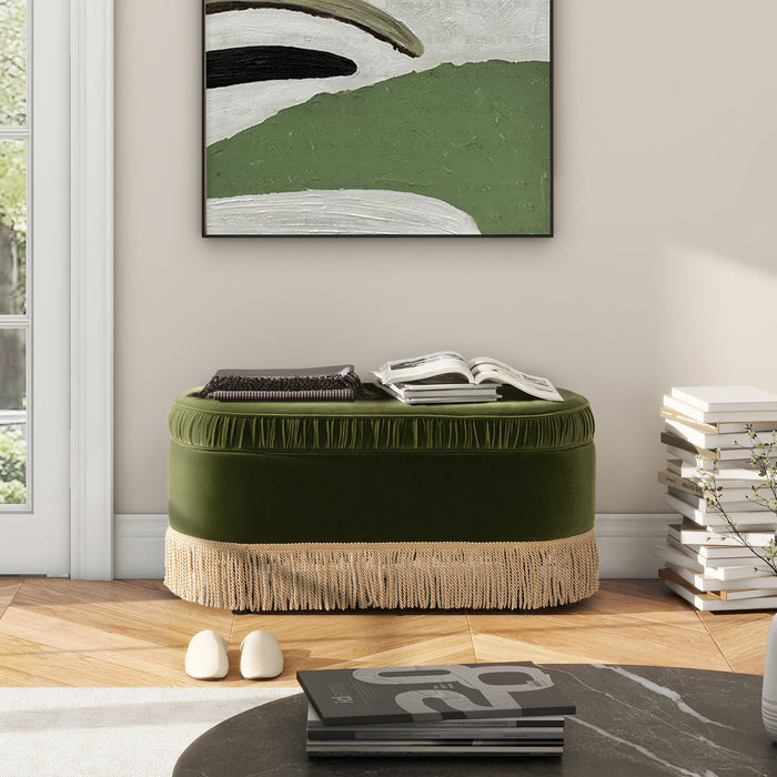 Serena - Contemporary Design Oval Storage Bench Ottoman - view 2