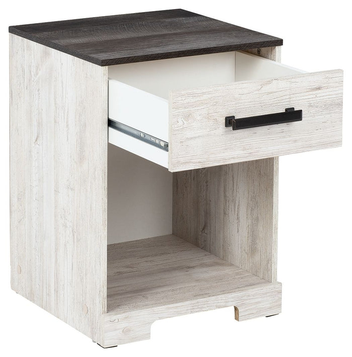 Shawburn - White / Black / Gray - One Drawer Night Stand - Open Cubby by Signature Design by Ashley® | Bel Furniture