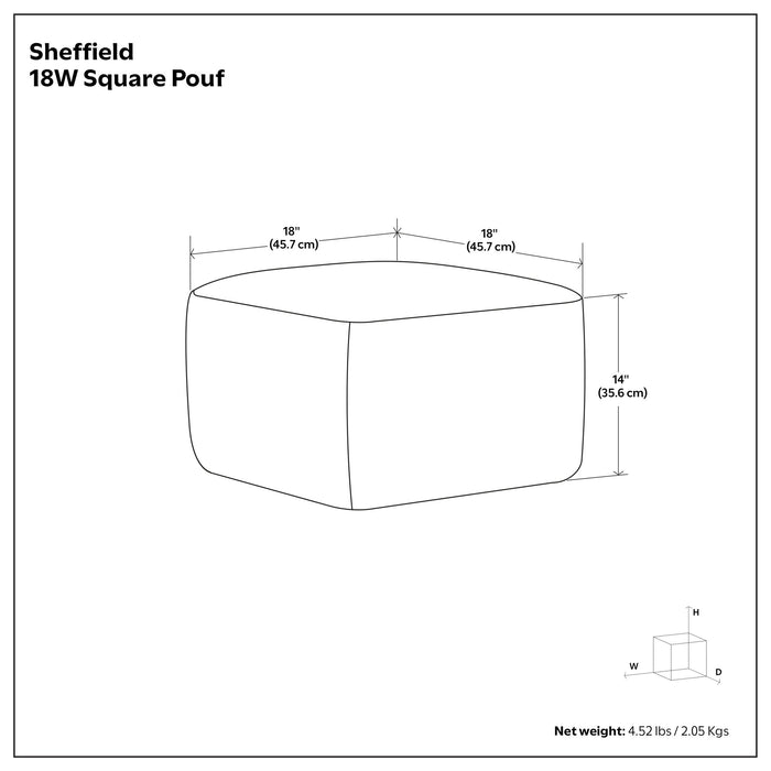 Sheffield - Square Pouf - Distressed Dark Brown - Bel Furniture