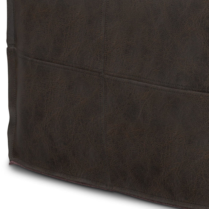 Sheffield - Square Pouf - Distressed Dark Brown by Simpli-Home | Bel Furniture