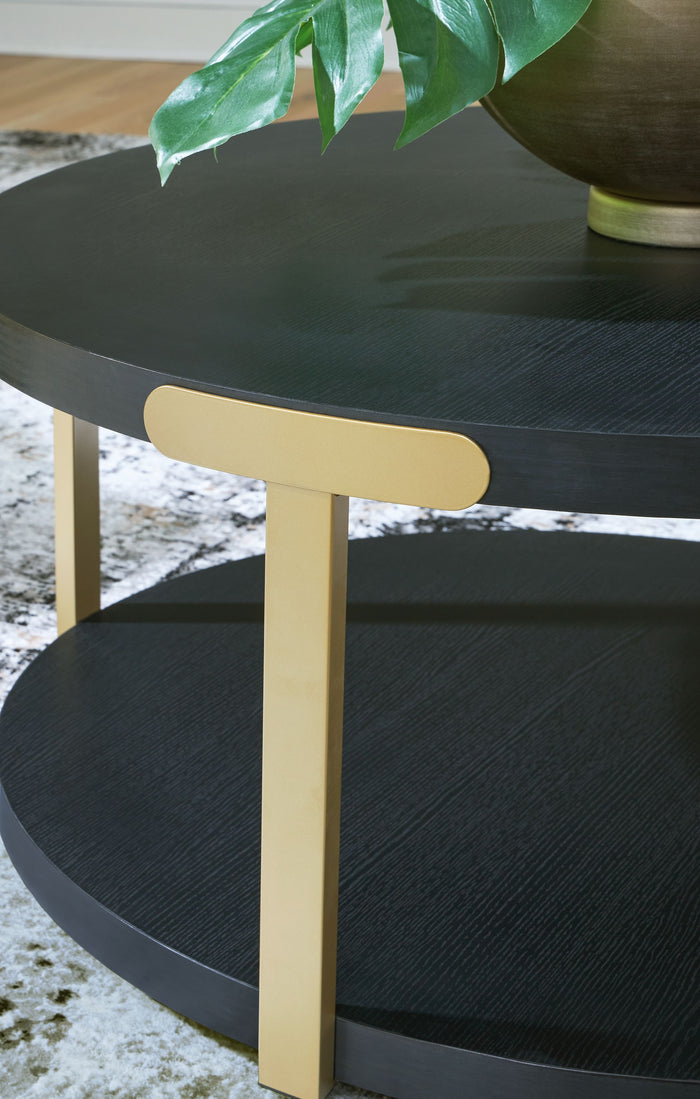 Shylore - Black / Brass Finish - Occasional Table Set (Set of 3) by Signature Design by Ashley® | Bel Furniture