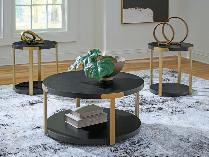 Shylore - Black / Brass Finish - Occasional Table Set (Set of 3) by Signature Design by Ashley® | Bel Furniture
