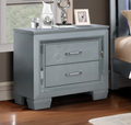 Silver Glam USB Nightstand with Crocodile-Texture Drawer Fronts