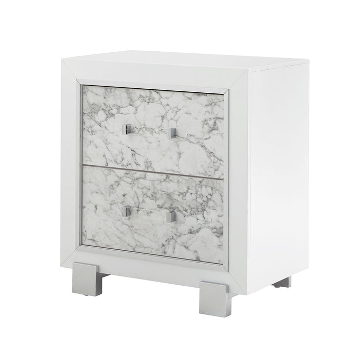 Skye - Marble Nightstand - White - view 2