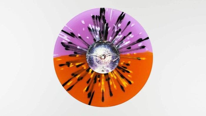 Violet + Orange Split w/ Black + White Splatter