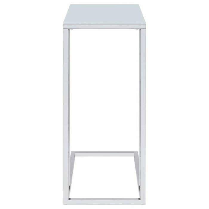 Stella - Glass Top C-Shaped Sofa Side Table - Chrome