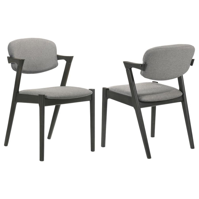 Stevie Padded Wood Dining Arm Chair (Set of 2) Black