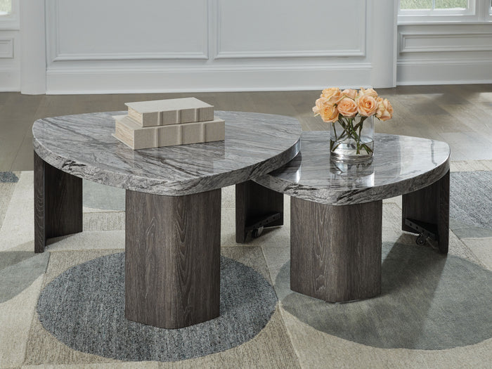 Surmour - Gray / Brown - Stacked Cocktail Table by Signature Design by Ashley® | Bel Furniture