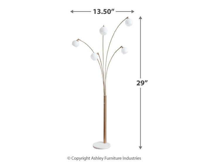 Taliya - Champagne / White - Metal Arc Lamp by Signature Design by Ashley® | Bel Furniture